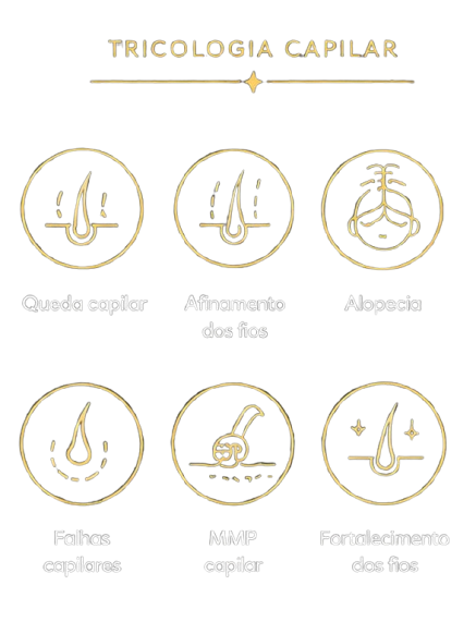 Tricologia Capilar - Queda capilar, Afinamento dos fios, Alopecia, Falhas capilares, MMP capilar, Fortalecimento dos fios